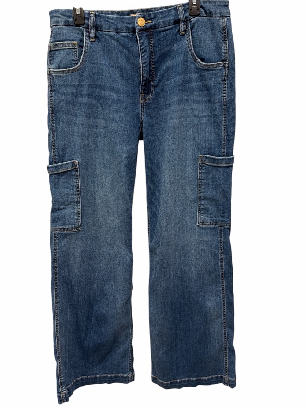 KUT from the Kloth Jodi Fab AB Wide Leg Cargo Jeans Size 12 Medium Wash Denim - Picture 2 of 8